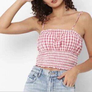 American Eagle Pink & White Gingham Tank